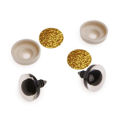 Oczy brokatowe 12 mm złote