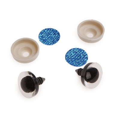 Oczy brokatowe 12 mm niebieskie